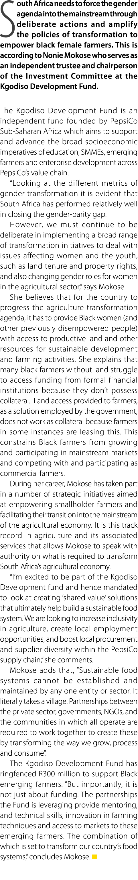 South Africa needs to force the gender agenda into the mainstream through deliberate actions and amplify the policies...