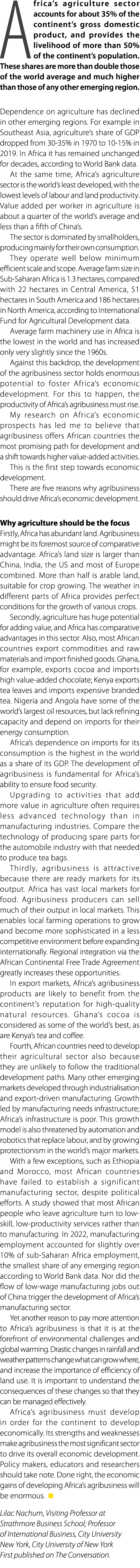 Africa’s agriculture sector accounts for about 35% of the continent’s gross domestic product, and provides the liveli...