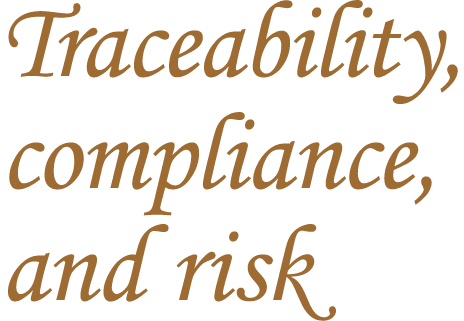 Traceability, compliance, and risk
