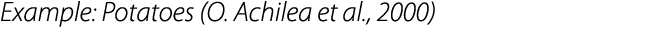 Example: Potatoes (O. Achilea et al., 2000) 