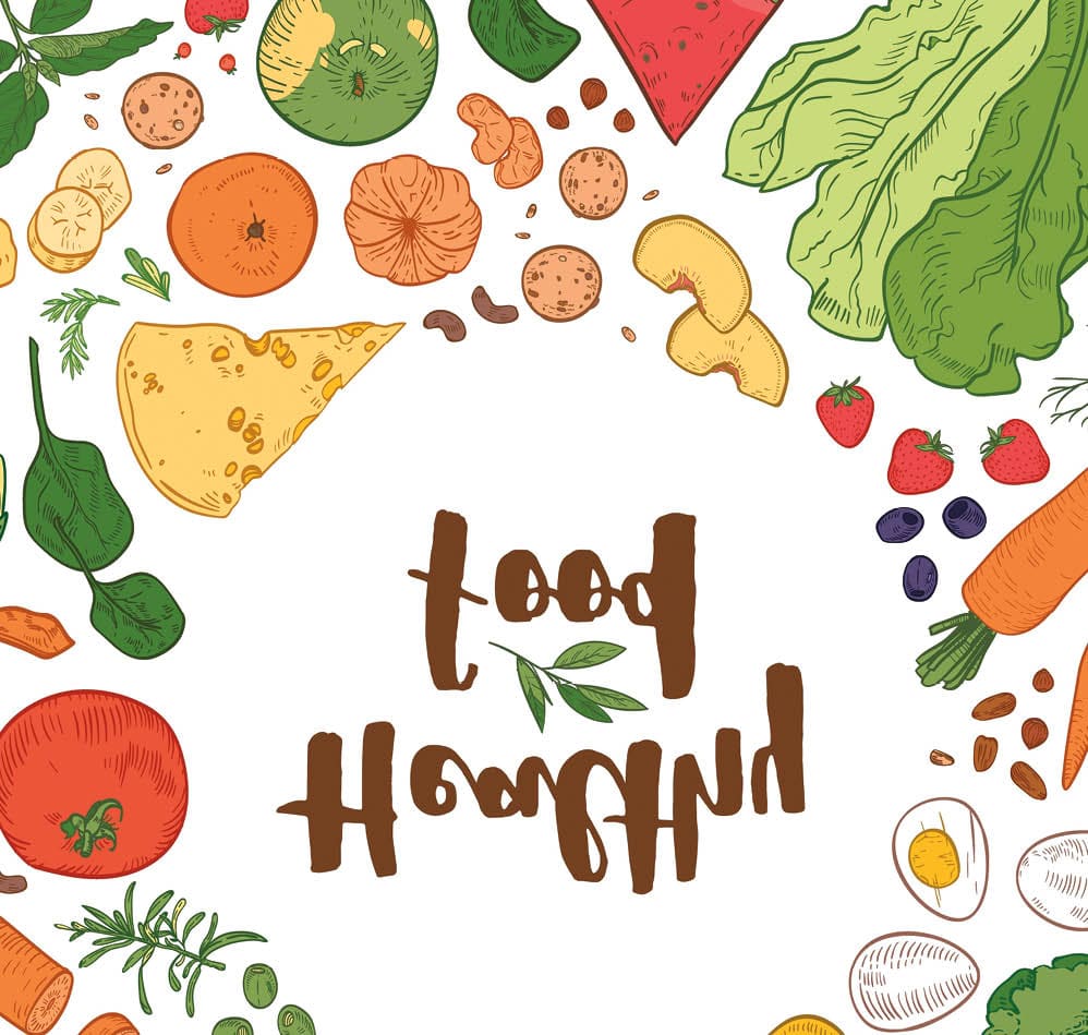 Square background with frame consisted of various healthy food on white background. Delicious eco wholesome vegetables, fruits, healthy products and meals. Vector illustration in realistic style