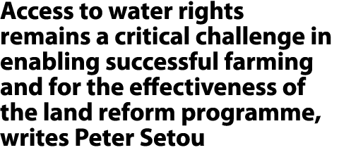 Access to water rights remains a critical challenge in enabling successful farming and for the effectiveness of the l...