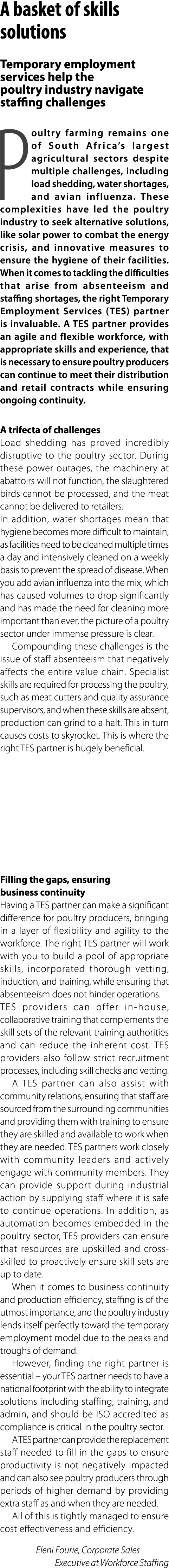 A basket of skills solutions Temporary employment services help the poultry industry navigate staffing challenges Pou...