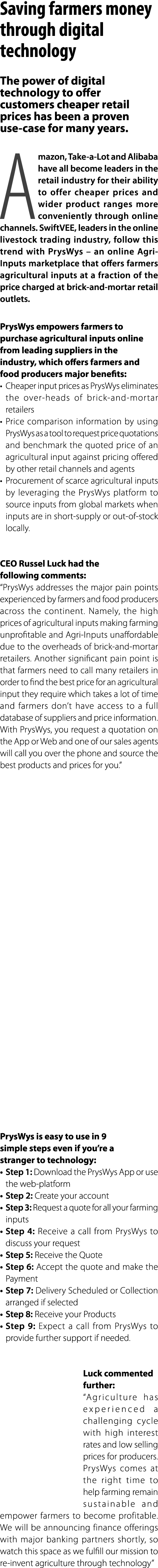 Saving farmers money through digital technology The power of digital technology to offer customers cheaper retail pri...