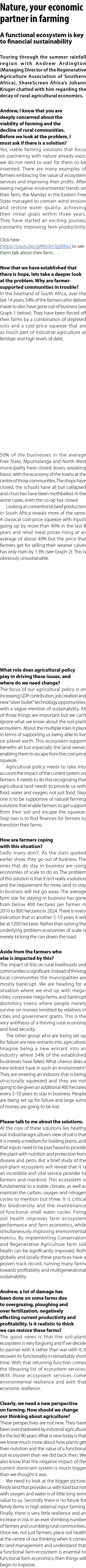 Nature, your economic partner in farming A functional ecosystem is key to financial sustainability Touring through th...
