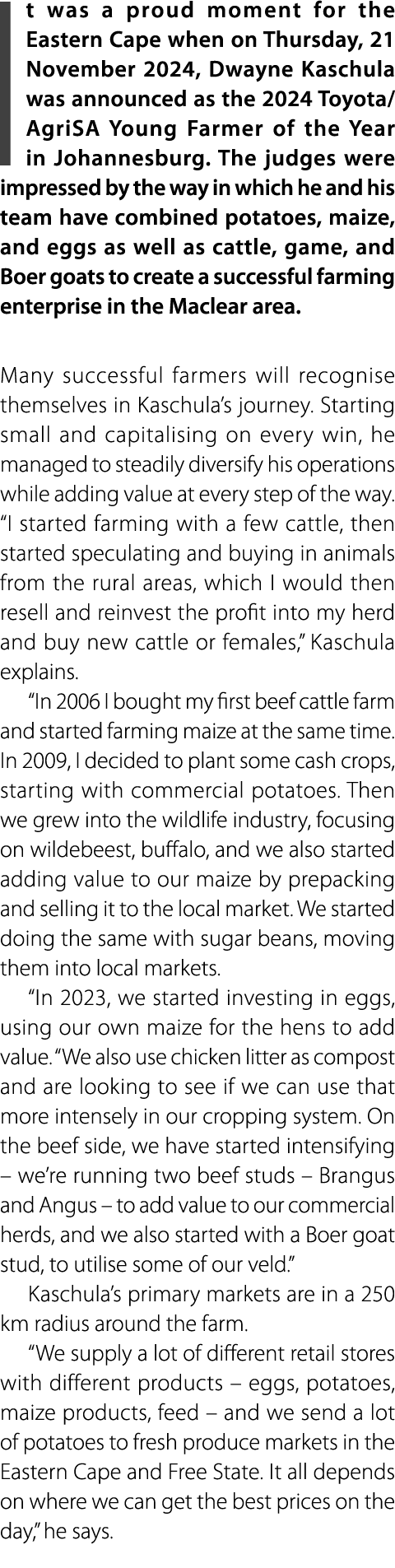 It was a proud moment for the Eastern Cape when on Thursday, 21 November 2024, Dwayne Kaschula was announced as the 2...