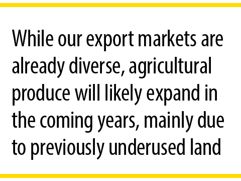While our export markets are already diverse, agricultural produce will likely expand in the coming years, mainly due...