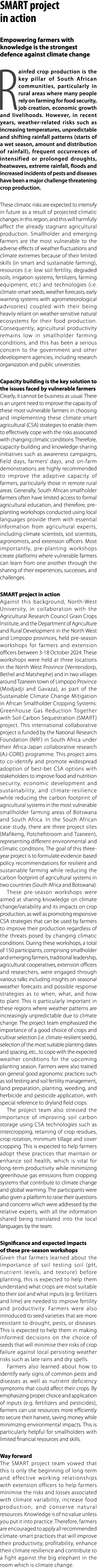 SMART project in action Empowering farmers with knowledge is the strongest defence against climate change Rainfed cro...