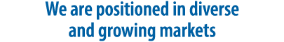 We are positioned in diverse and growing markets 