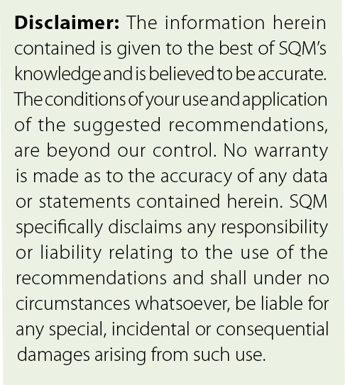 Disclaimer: The information herein contained is given to the best of SQM&rsquo;s knowledge and is believed to be accurate. ...