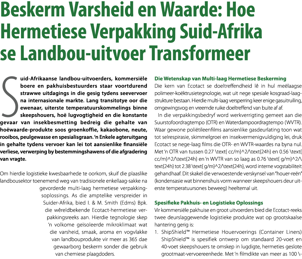 Beskerm Varsheid en Waarde: Hoe Hermetiese Verpakking Suid Afrika se Landbou uitvoer Transformeer Suid Afrikaanse lan...