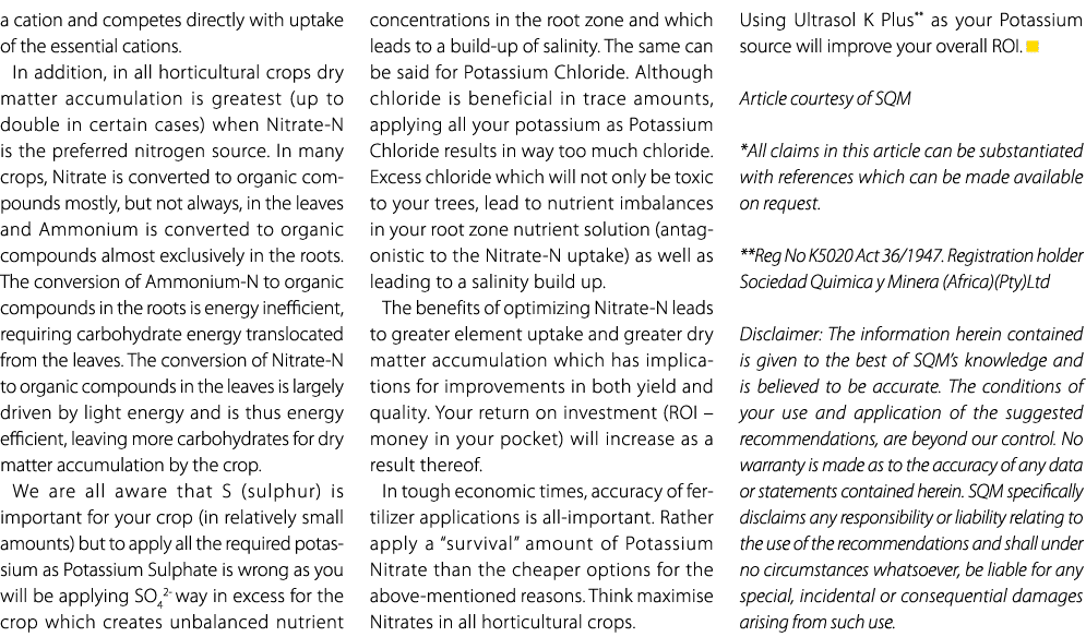 a cation and competes directly with uptake of the essential cations. In addition, in all horticultural crops dry matt...