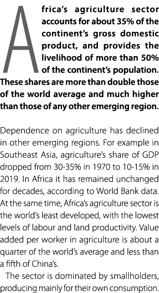 Africa’s agriculture sector accounts for about 35% of the continent’s gross domestic product, and provides the liveli...